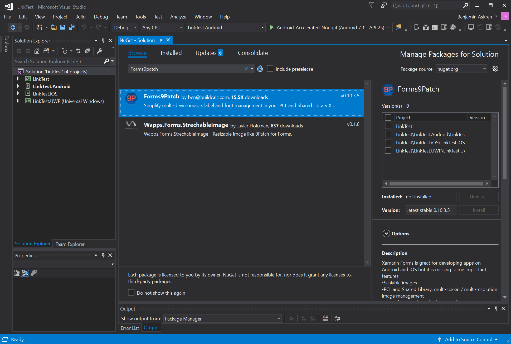 Guides Getting Started Select The Forms9 Patch NuGet Package